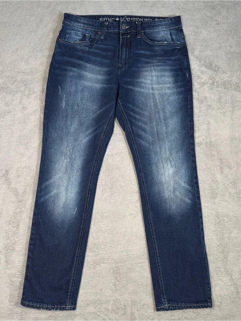 Buffalo David Bitton Ash-X Mens Jeans 33x30 Slim Stretch Dark Wash Distressed
